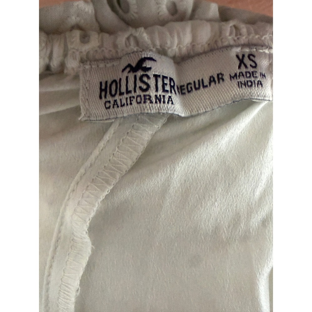 Hollister Womens White Eyelet Mini Dress XS Regular Sleeveless Tie Back Summer - Picture 6 of 7